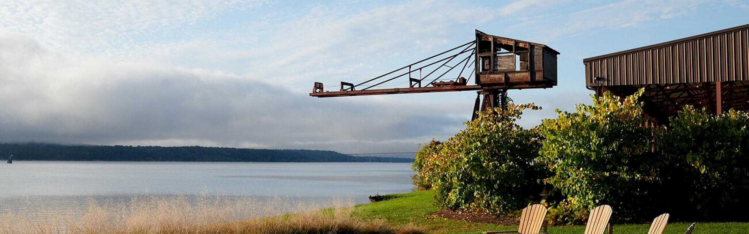 Exterior photo of the Lidgerwood crane at Hutton Brickyards in Kingston, NY